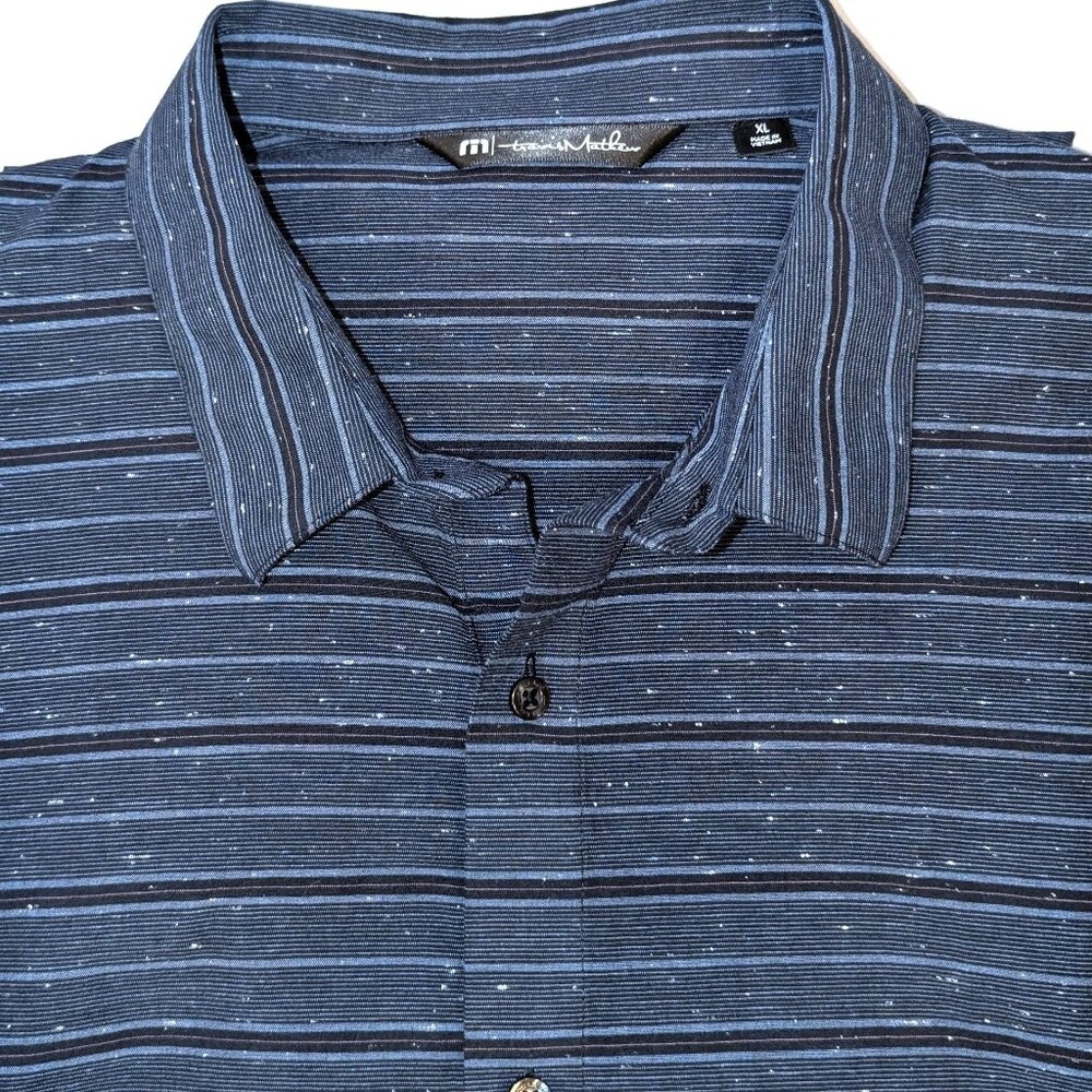 Travis Mathew Men’s | Short Sleeve Cotton Striped Button Down Golf Shirt | XL